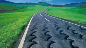 carreteras asfaltadas utilizando neumáticos usados